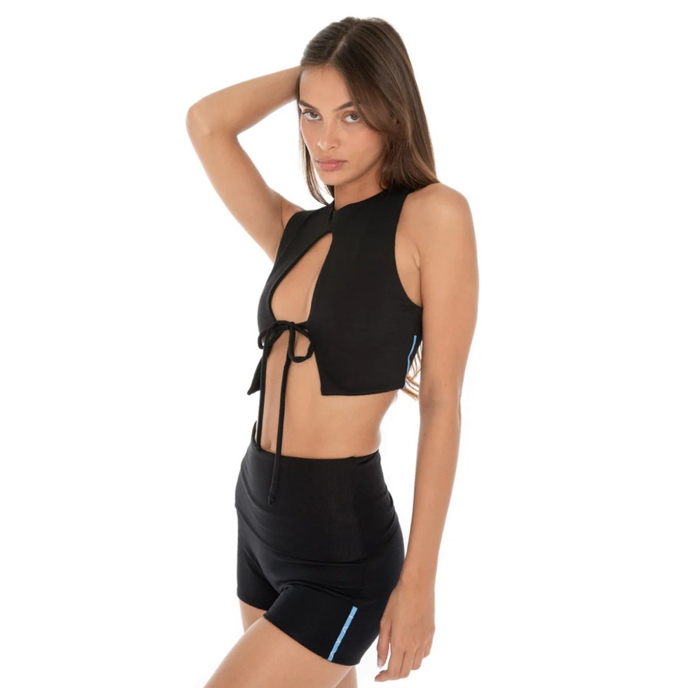 Are you am I foldover black shorts